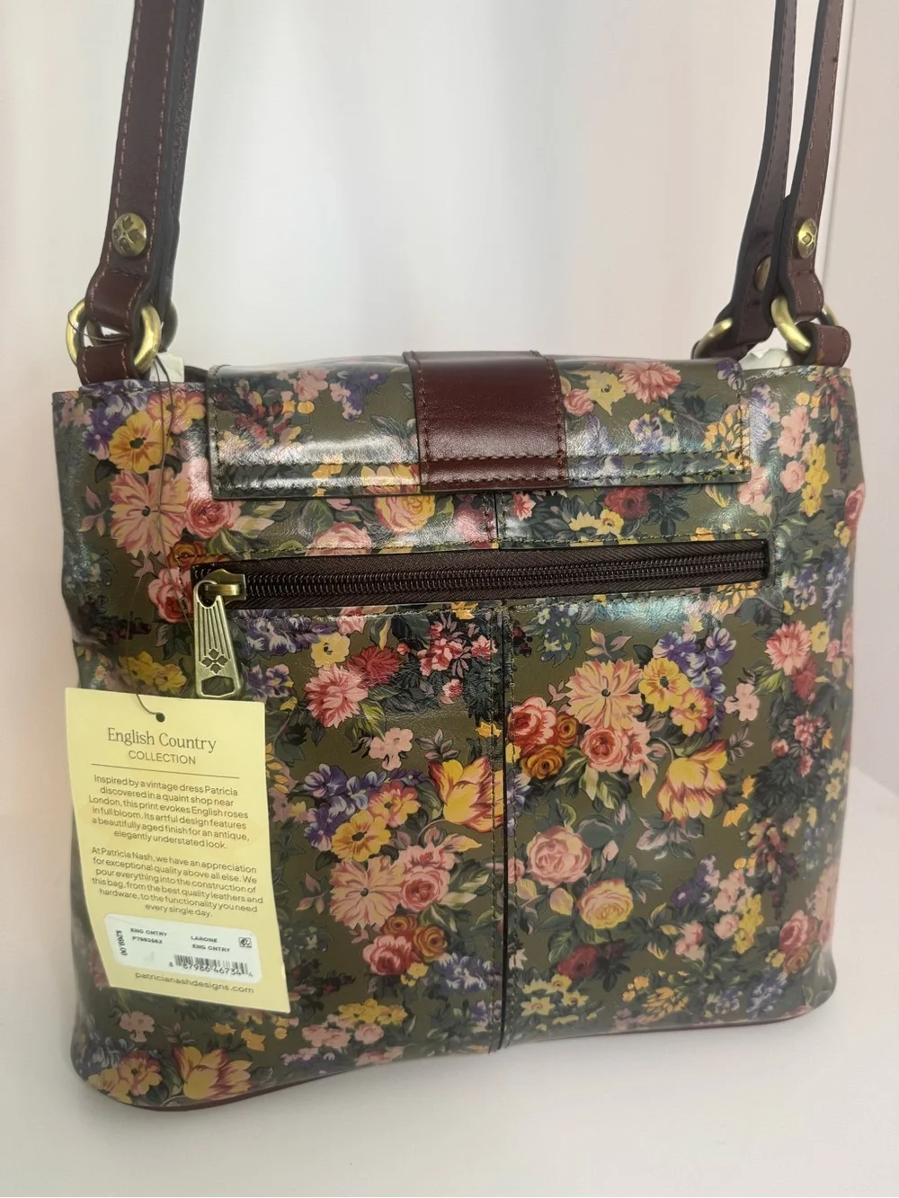 #384 Patricia Nash Larone Leather Shoulder Bag English Country Garden